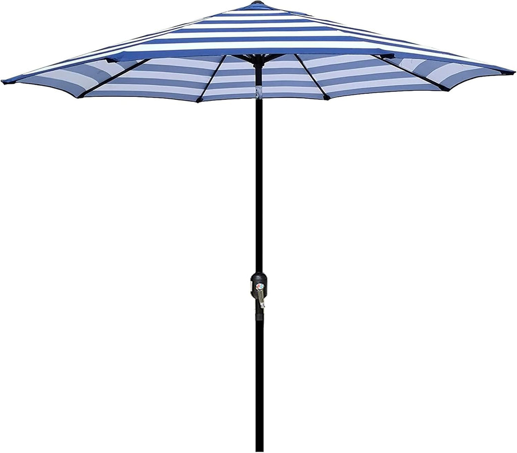 9' Outdoor Patio Umbrella, Outdoor Table Umbrella, Yard Umbrella, Market Umbrella with 8 Sturdy Ribs - Blue & White Stri
