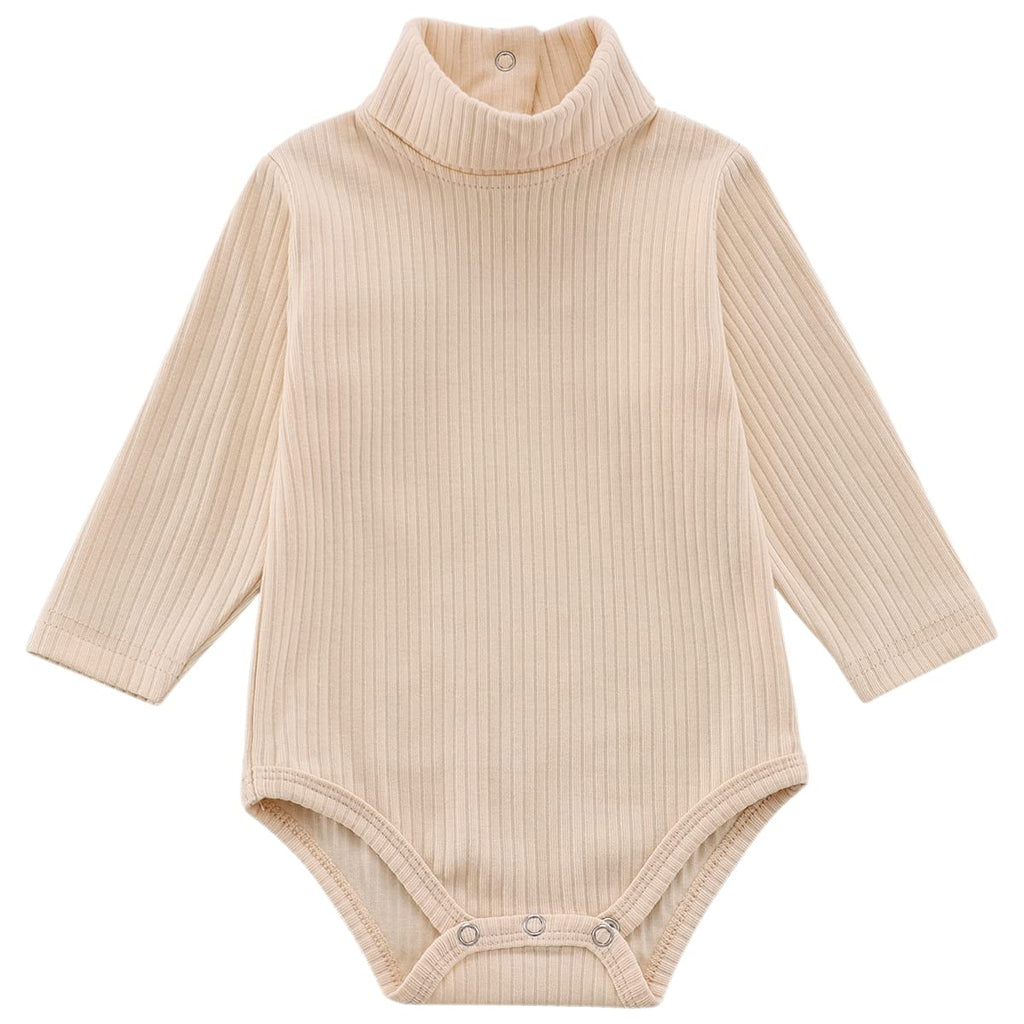 Baby Turtleneck Bodysuit Long Sleeve Solid Ribbed Cotton Outfits for Baby Boys Girls
