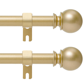 Gold Curtain Rod for Windows 28 to 48 Inch, 2 Pack 5/8 Inch Diameter Adjustable Rod With Brackets, Heavy Duty Easy to