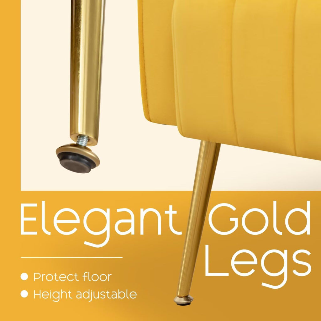 Accent Chair High Back Arm Chair, Upholstered Wingback Armchair with Golden Legs Lumbar Pillow, Single Sofa Reading