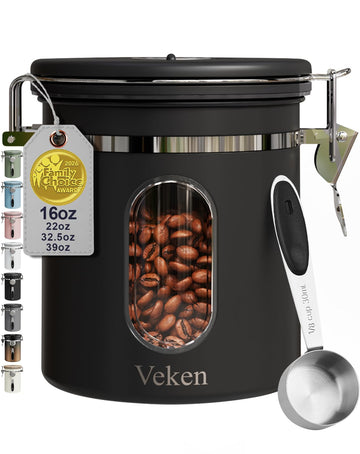 Coffee Canister with Window,Airtight Stainless Steel Compact Jar,16OZ