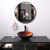 Aquaterior Tempered Glass Bathroom Vessel Sink Artistic Round Vanity Bowl Basin Spa Arts & Crafts