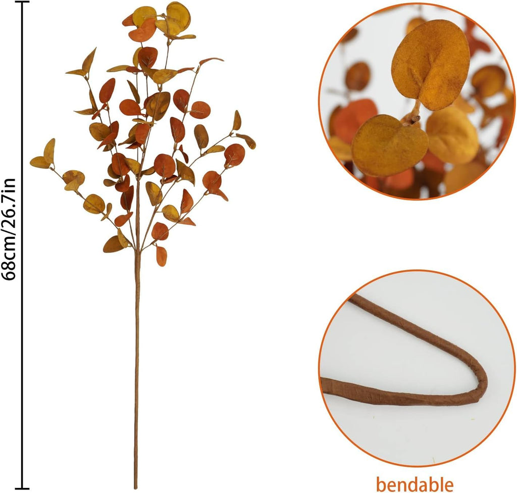 24 Pcs Artificial Fall Eucalyptus Stems, 26.7 Inch