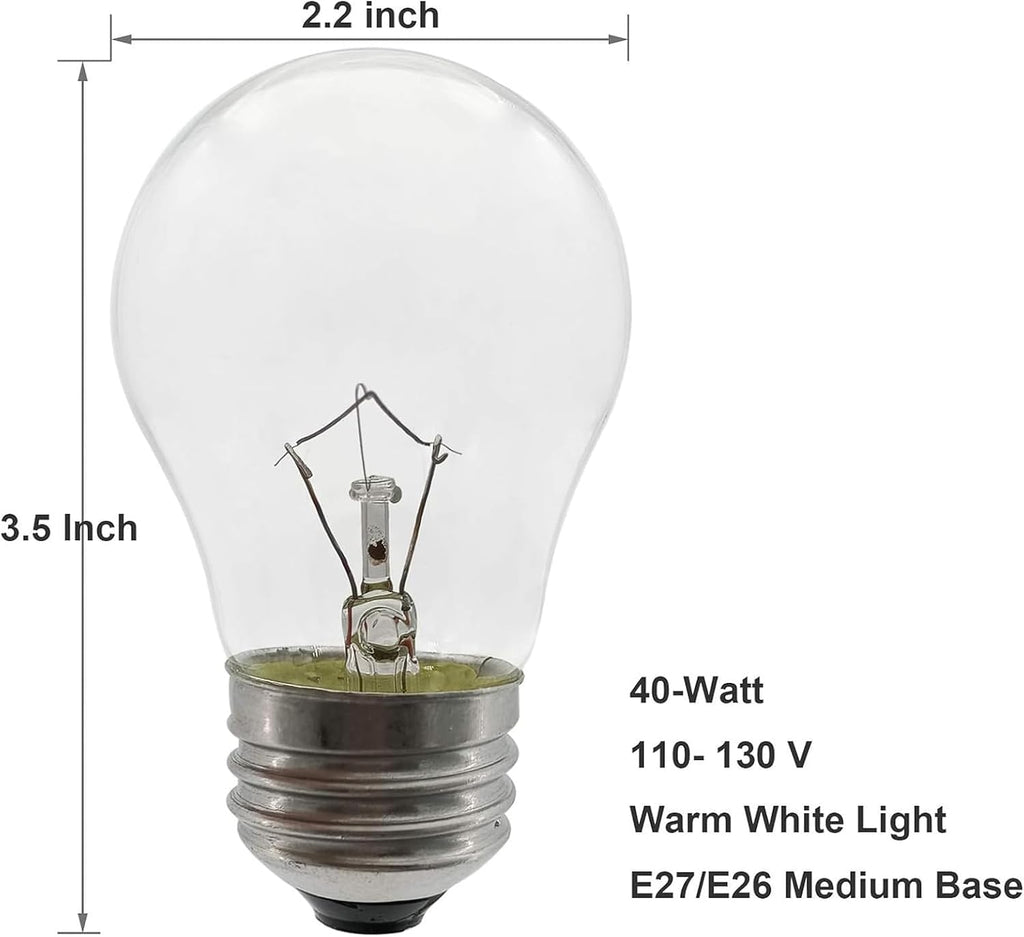 Oven Light Bulb 40 Watt Appliance Light Bulb, High Temperature 300 Degree Resistant Appliance Bulb for Oven, Stove