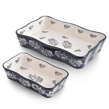 Baking Dish Casserole Dish Ceramic Lasagna Pan 2-Pcs Bakeware Sets Baking Dishes Baking Set Baking Dish Set