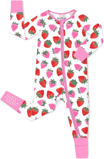 Viscose Derived from Bamboo Baby Footie Pajamas Convertible Sleeper for Baby Girl Zipper Onesie