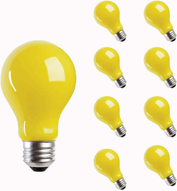 8 Pack 3W A60 Yellow Light Bulb LED Bug Light Bulbs for Outdoor 25W Equivalent 120V E26 Edison Bulb Amber 2000K