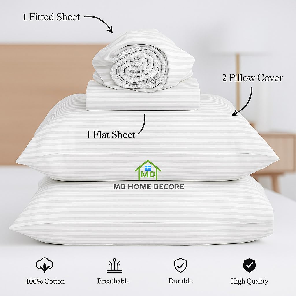 Luxury Cotton Sheets for Queen Size Bed - 400 Thread Count Egyptian Cotton Sheet Set - 15" Deep Pocket - Hotel