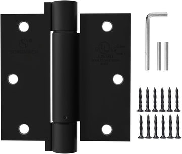 3 Pack Self Closing Door Hinges 3.5 inch Matte Black Spring Loaded Auto Close Hinges Square Corners Adjustable