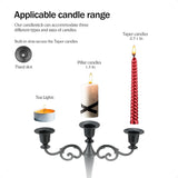 Metal Candle Holder，5 Arms Pure Black Candle Holders for Pillar Candles（10.6 inch Tall Candlestick Holders, for 1/2-1
