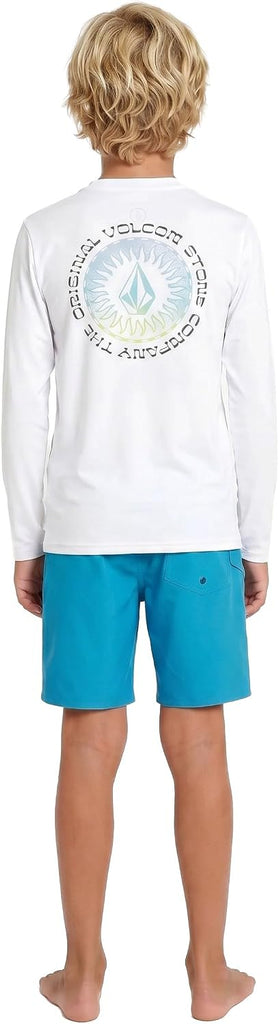 Boys' Long Sleeve Rashguard- UPF 50+ Sun Protection, Quick-Dry Swim Top- Big Boys