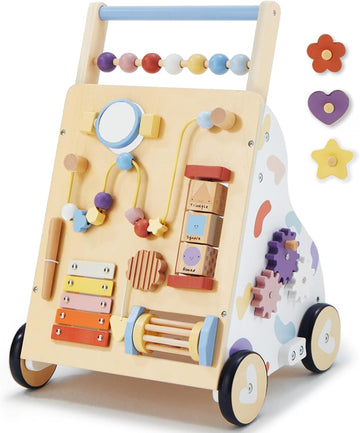 Wooden Baby Walker, Baby Push Walker, Montessori Walker Toy for Babies 12M+