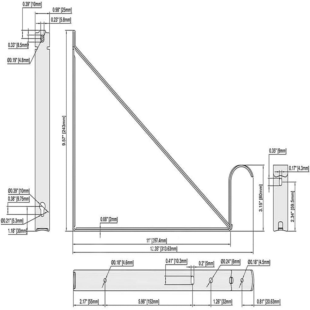 Closet Rod Brackets 11x9.5in, 10 Pack Closet Shelf Brackets, White