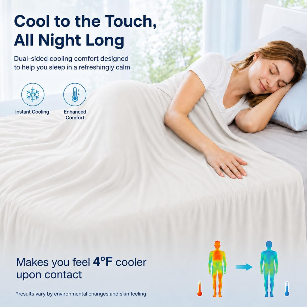 Double-Sided Cooling Comforter Queen Size, Ice Silk Summer Blanket, Smooth No-Stripes, No-Seam, Edge-Free Design
