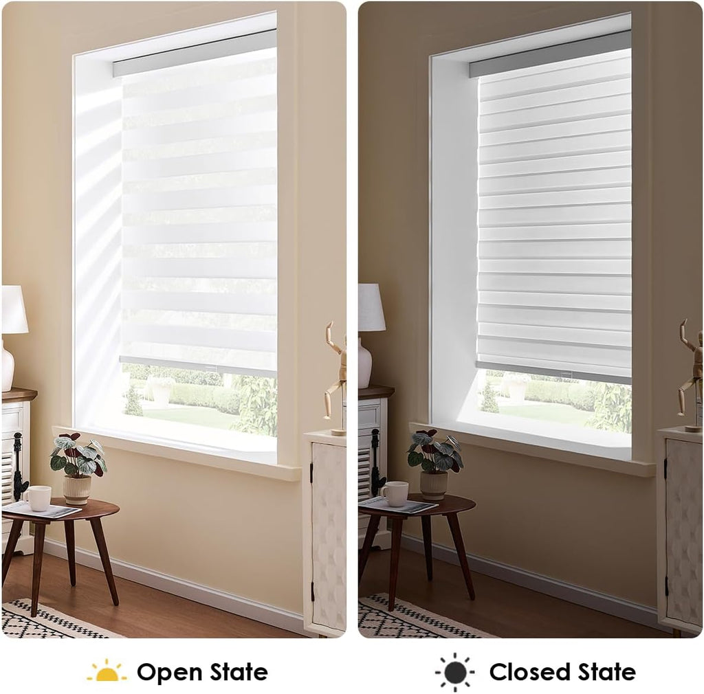 Cordless Zebra Blinds for Windows,Free-Stop Pull Down Roller Shades,Dual Layer Privacy for Day and Night,Light