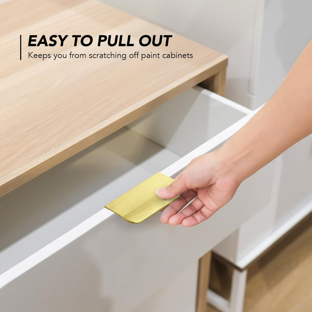 Gold Cabinet Handles Finger Edge Pulls 3 Inch CC 10 Pack