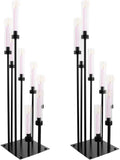 2 Pack Floor Candelabra Centerpieces 8 Arms Floor Candle Holder with Acrylic Shade Pillar, Metal Black Candelabra