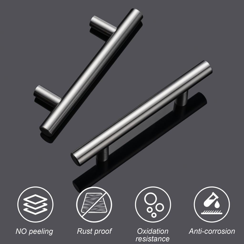25 Pack Cabinet Handles, 5 Inch Length, 3 Inch Hole Center, Brushed Nickel