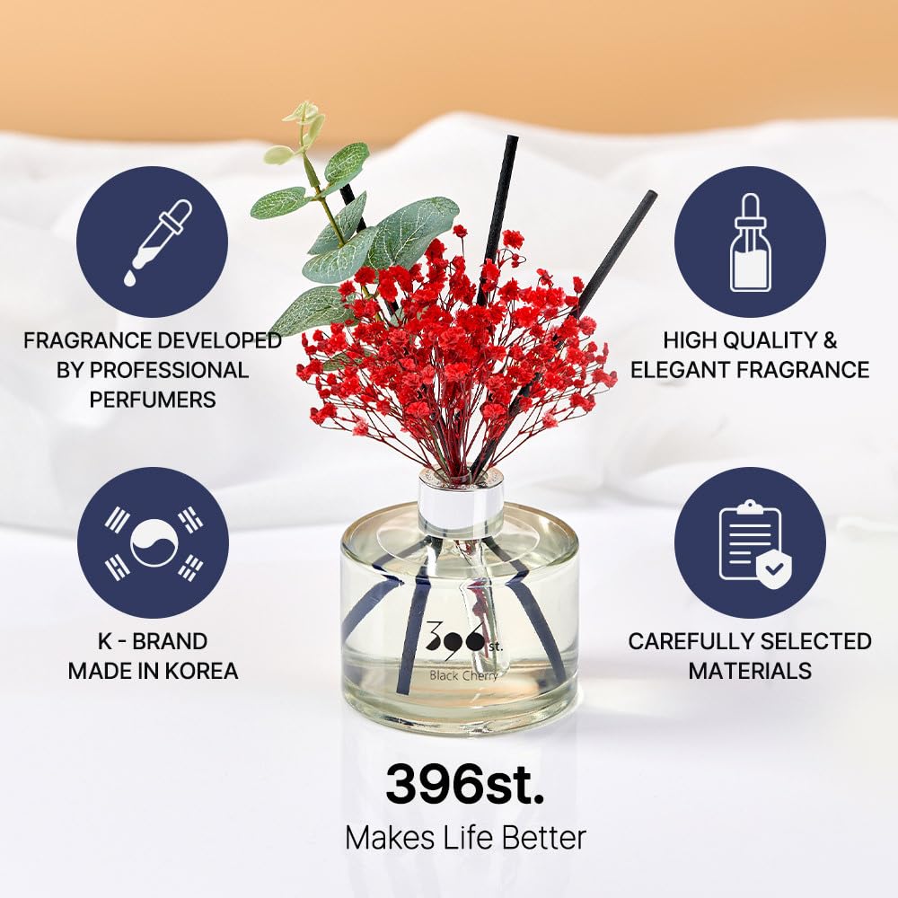 Preserved Baby's Breath Flower Reed Diffuser, Red Rose, 6.7oz(200ml) / Reed Diffuser Sets, Home Fragrance, Scented