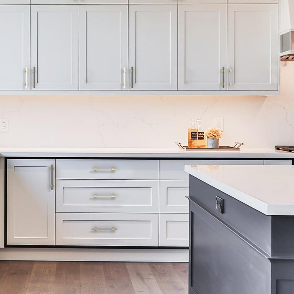 10 Pack Brushed Satin Nickel and Gold Cabinet Pulls 5 Inch(128MM) Hole Centers Kitchen Cabinet Handles Cabinets