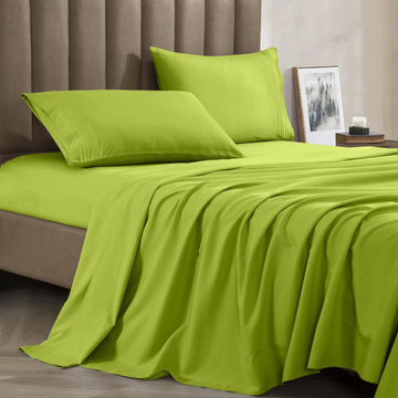 Soft Bed Sheets Deep Pocket 4-Piece, Full, Lime