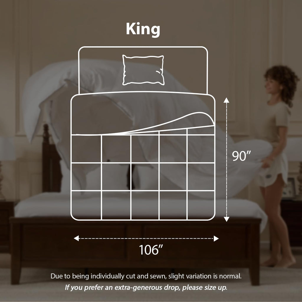 Goose Feather Down Fiber Comforters King, Extra Fluffy White Duvet Insert, Ultra-Soft, Breathable