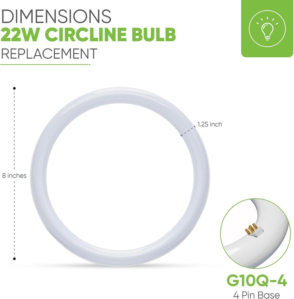 8 inch T9 Circline Type A Plug & Play LED Lamp, Cool White (4200K) Direct Replacement for 22W FC8T9/CW (Without