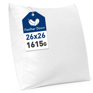 Feather and Down 26x26 Inch Throw Pillow Insert for Sofa Bed Couch