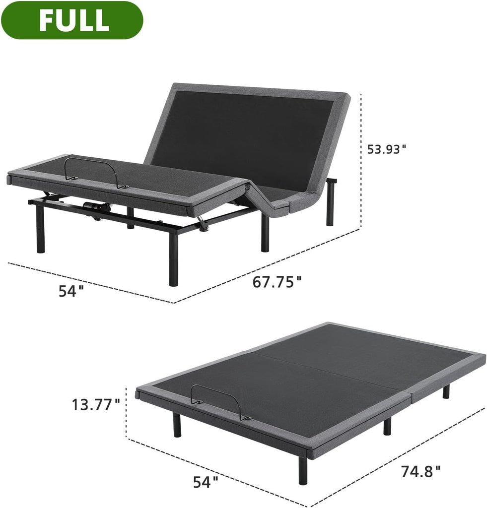 Full Adjustable Bed Frame, Electric Base, USB, Zero Gravity