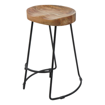Ela 24-Inch Mango Wood Industrial Counter Height Stool