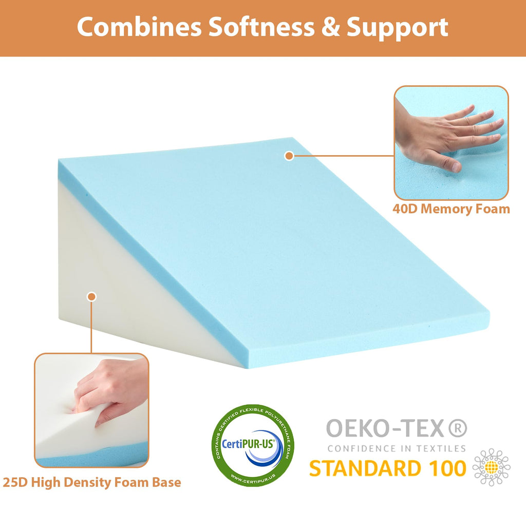 Orthopedic Bed Wedge Pillow Set 3Pcs, Adjustable Memory Foam, Pillow Wedge for Post Surgery, Back Pain Relief