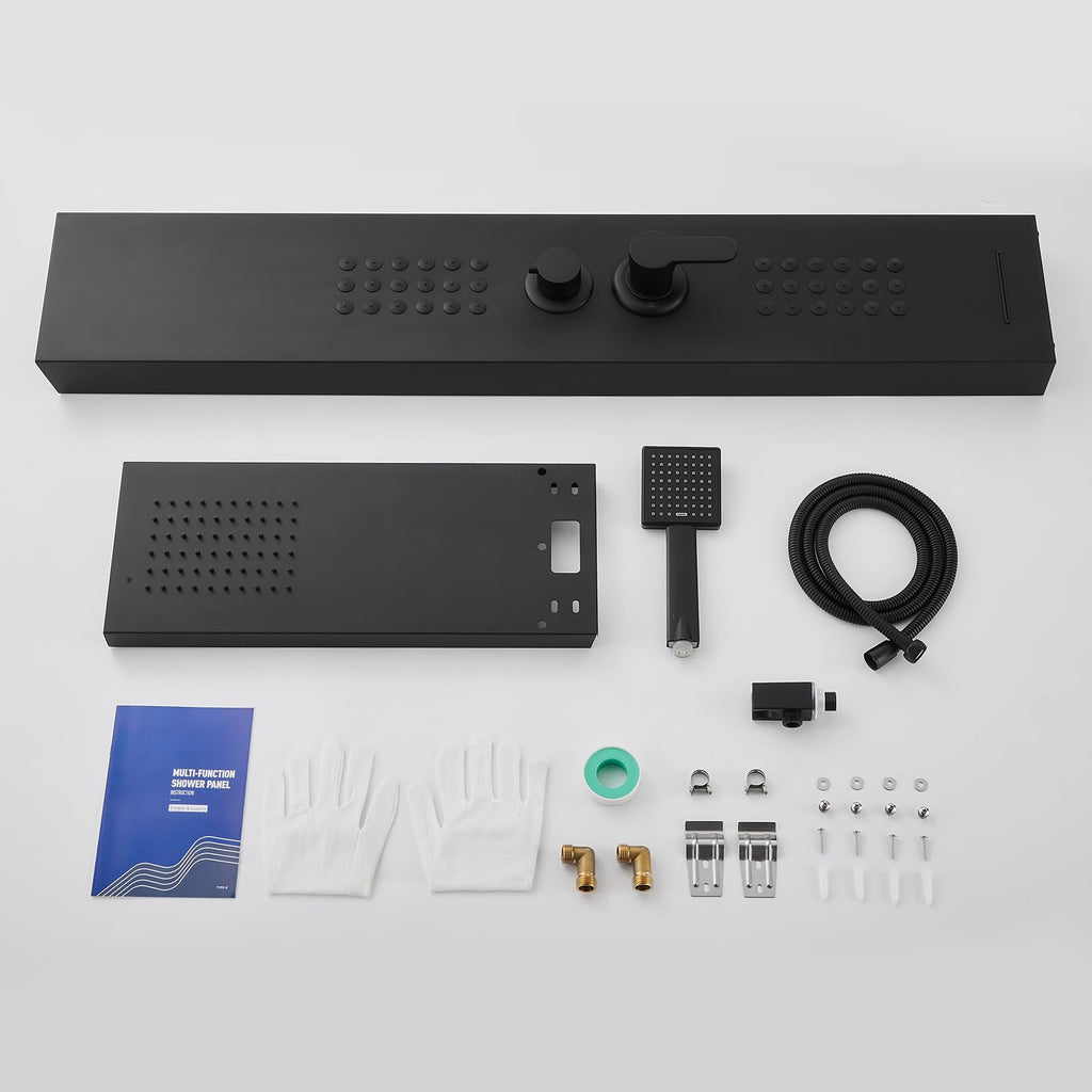 4 in 1 Shower Panel Tower with Powerful Body Jets, Matte Black