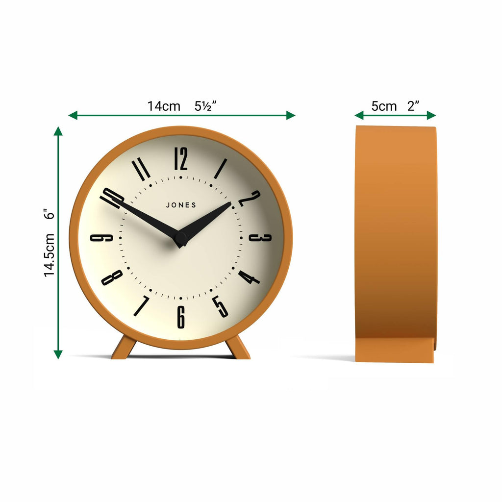 Venus Desk Clock | Modern Round Design | Mustard Yellow