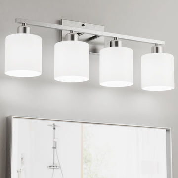 Bathroom Lights Over Mirror Brushed Nickel, Anti-Rust 4-Light Bathroom Vanity Light Fixtures, Modern 24Inches Wall