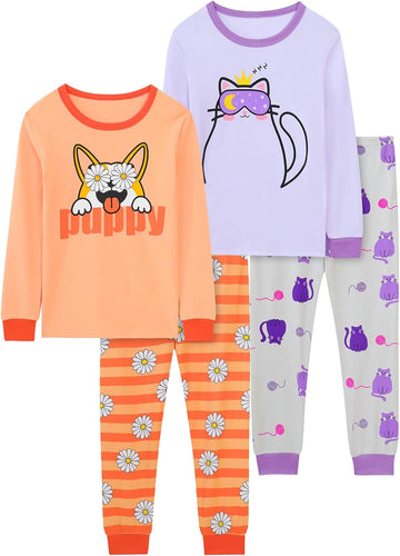 Girls Piece Pajamas Cotton Christmas Pjs Set Kids Sleepwear