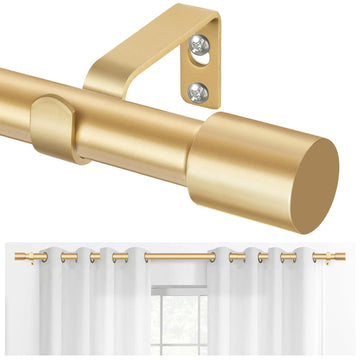 Gold Curtain Rod for Windows, 32 to 115 Inch, Modern Cap Finials