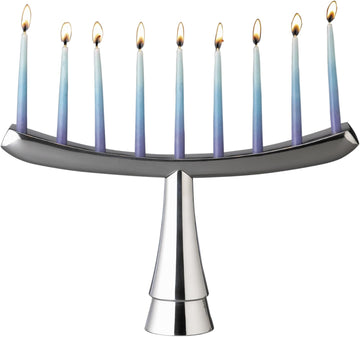 12.5" x 7.5" - Modern Arch Hanukkah with Flared Base & Polished Alloy Candle Holder, Elegant Home Décor Display