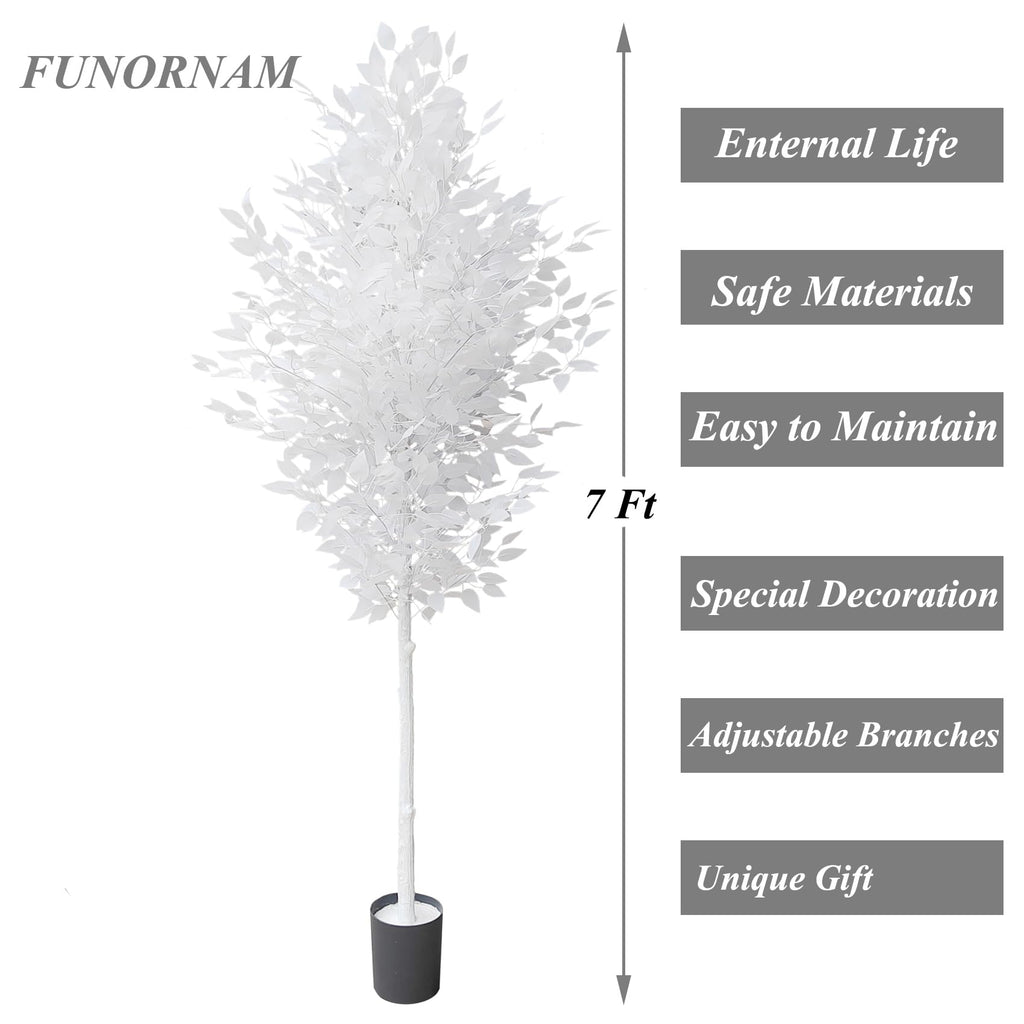 7ft Artificial Large Ficus Trees, White
