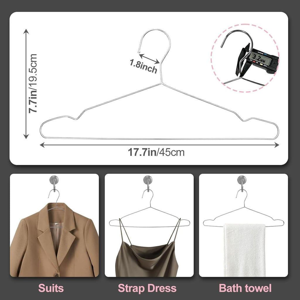 18" Stainless Steel Metal Hangers, 80 Pack Heavy Duty for Clothes