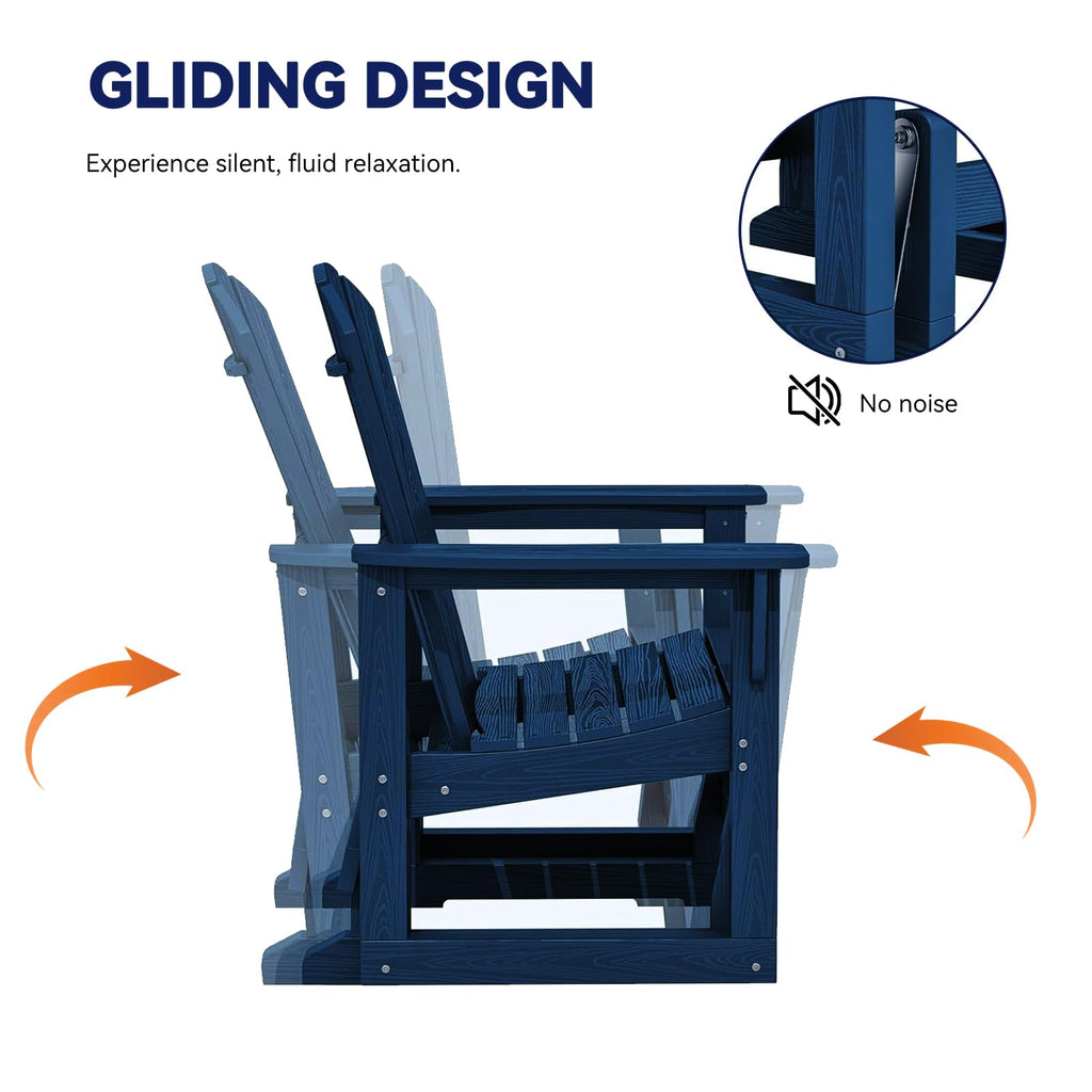 2-Piece Outdoor Rocking Bistro Set, HDPE Rocking Chairs Set of 2 for Garden, Balcony, Backyard, Poolside (Blue)
