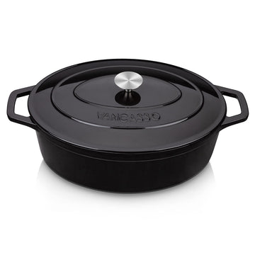9.3 Qt Oval Enameled Cast Iron Dutch Oven with Lid, Black