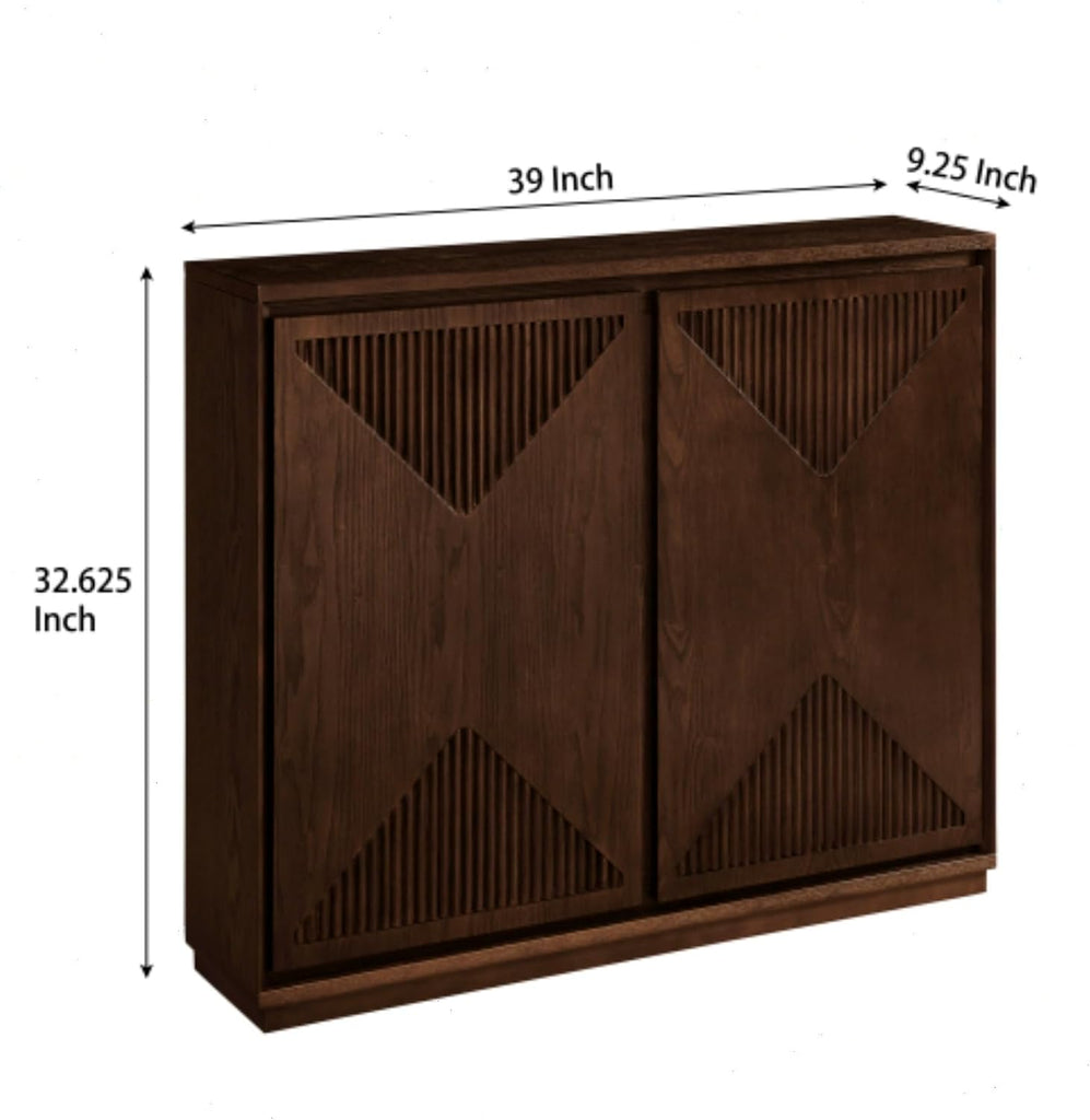 Narrow Sideboard Buffet Storage Cabinet with Solid Wood Doors | Mid Century Modern Accent Credenza Cabinet; Media