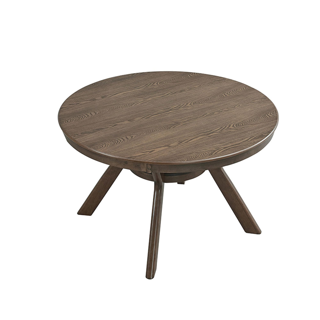 47.2''Round Dining Table for 4, Modern Kitchen Table Wooden Trestle Pedestal Base, Minimalist Elegant Dining Table