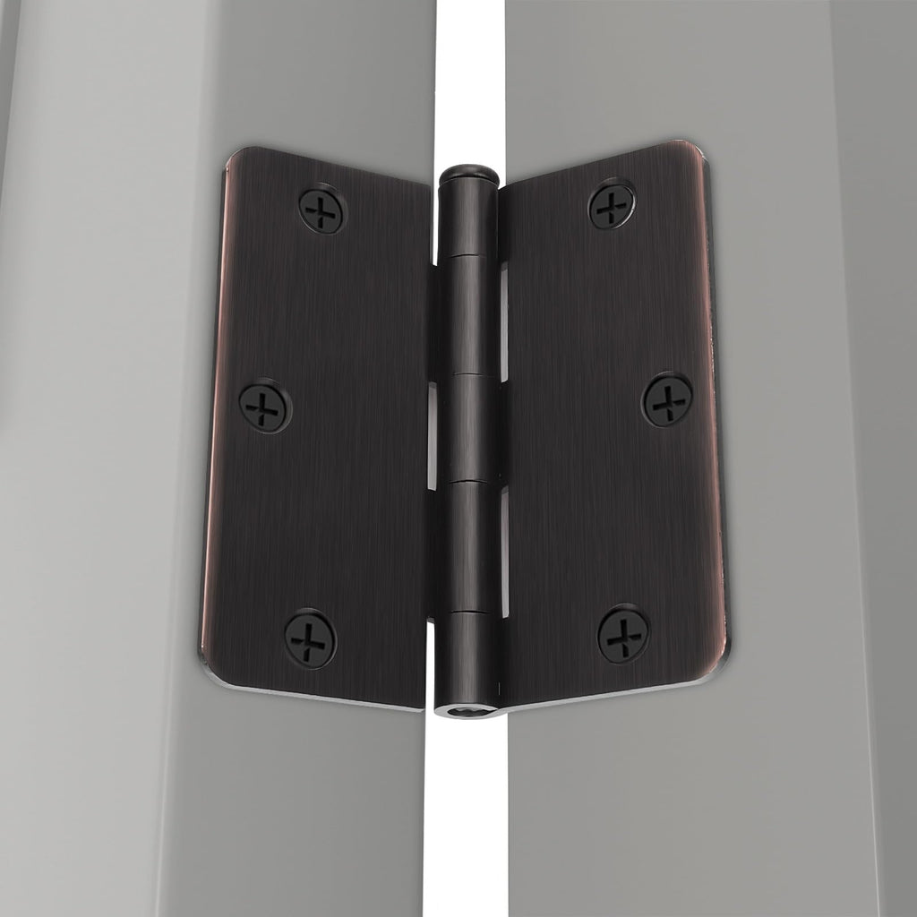 24 Pack Oil Rubbed Bronze 3.5" Door Hinges 1/4" Radius Corners
