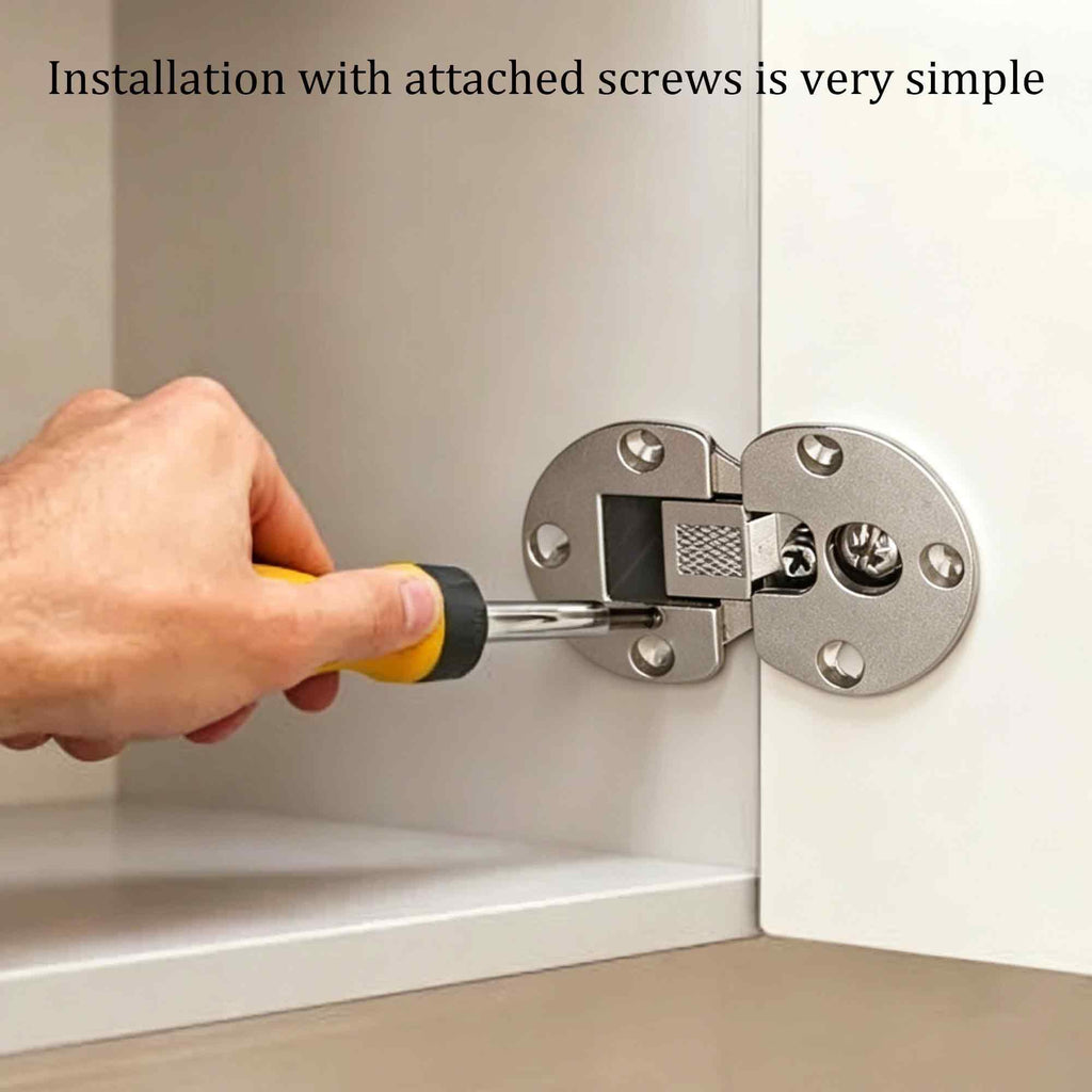 2Pcs 90 Degree Adjustable Page Turning Axis Concealed Cabinet Door Hinge, Zinc Alloy Drop Down Flush Hinge for