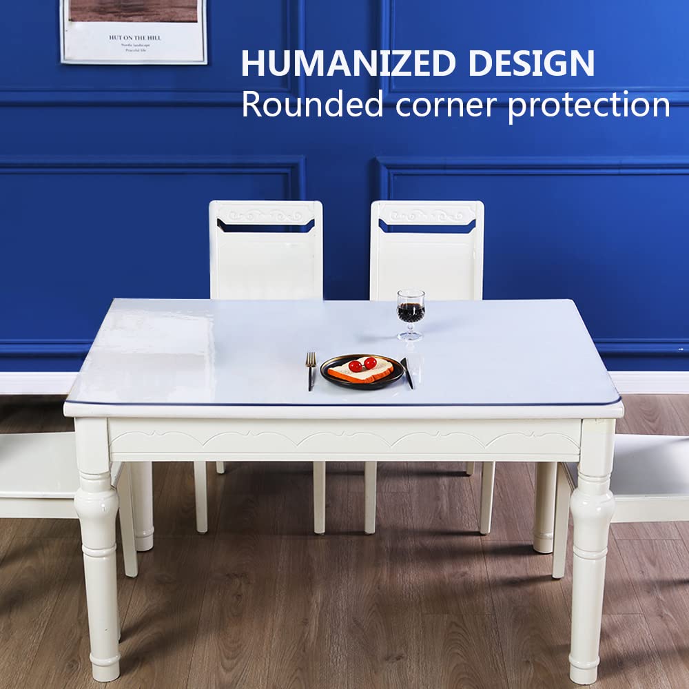 24x60" Multi-Size Thick Clear PVC Table Cover Protector Water Resistant Plastic Desk Protector Computer Desk Topper