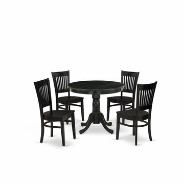 5 Piece Modern Dining Table Set Includes a Round Kitchen Table with Pedestal and 4 Dining Room Chairs