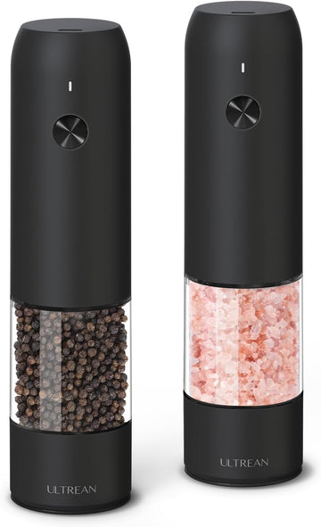 Pepper Grinder, Rechargeable Salt and Pepper Grinder with 6 Adjustable Coarseness, LED Light, Automatic Grinder