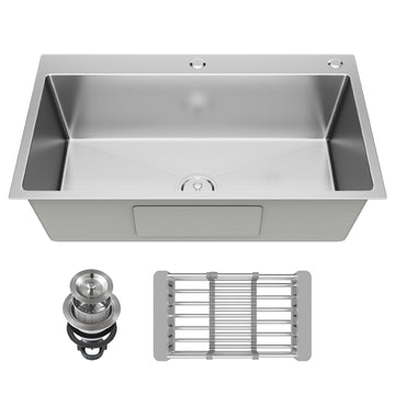 30-inch Single Bowl Workstation, Drop-in/Top-Mount Stainless Steel with Nano Coating & Basket Strainer, 30"x18"