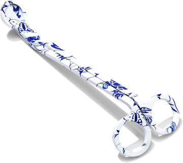 Wick Trimmer with Ornate Blue and White Nature Pattern